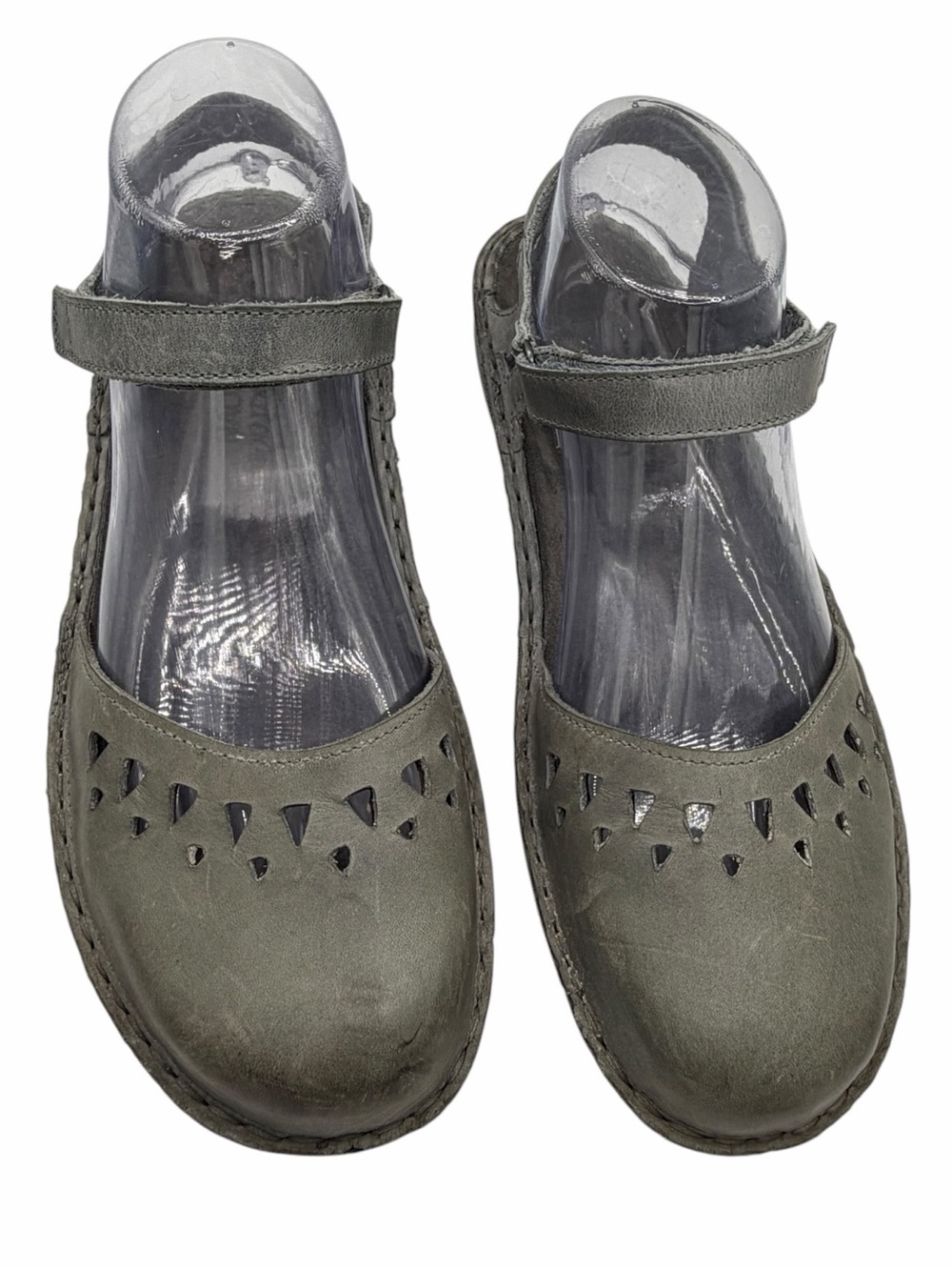 Naot Gray Leather Textured Sole Maryjane Shoe - Size 38